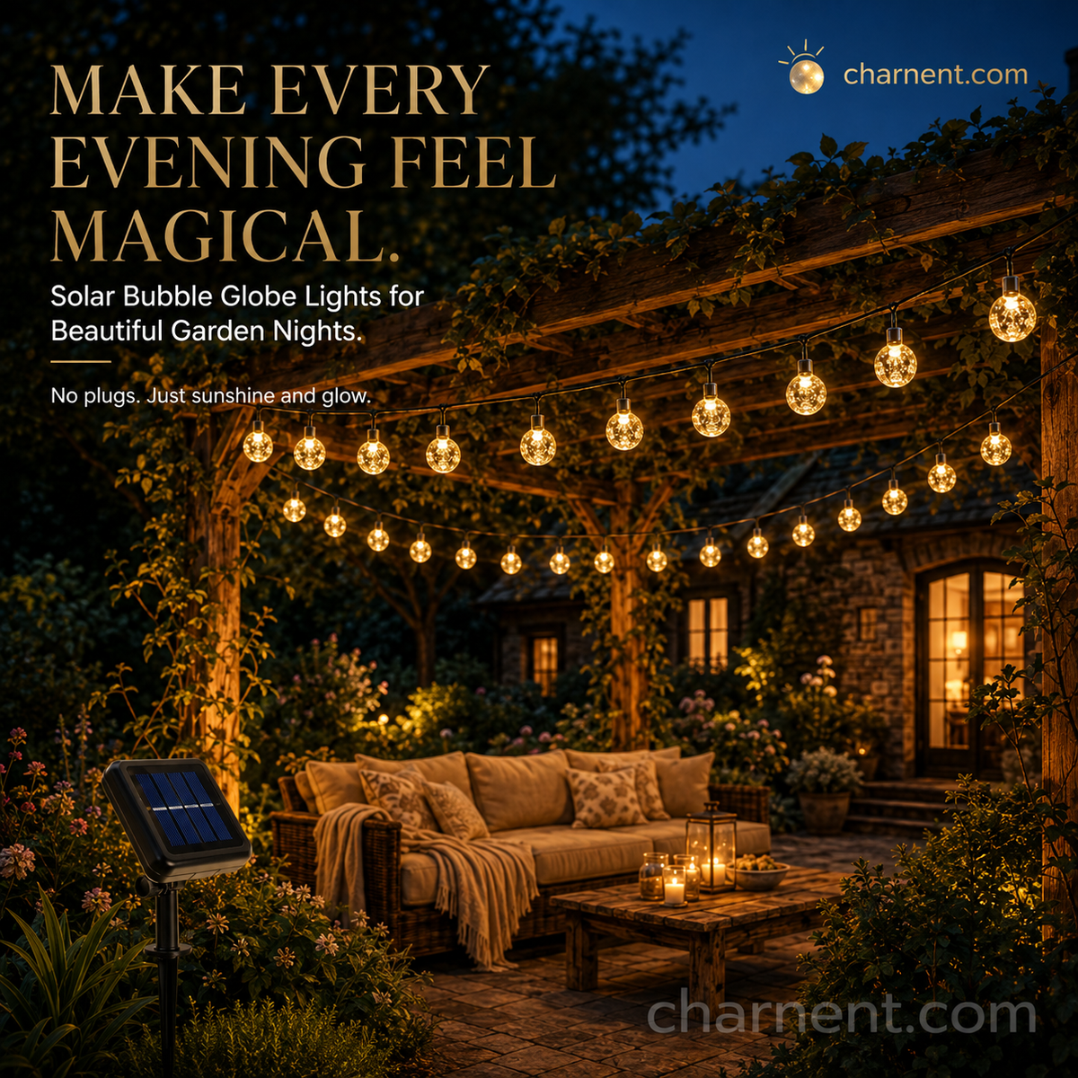 Waterproof Bubble Solar String Lights for Patio