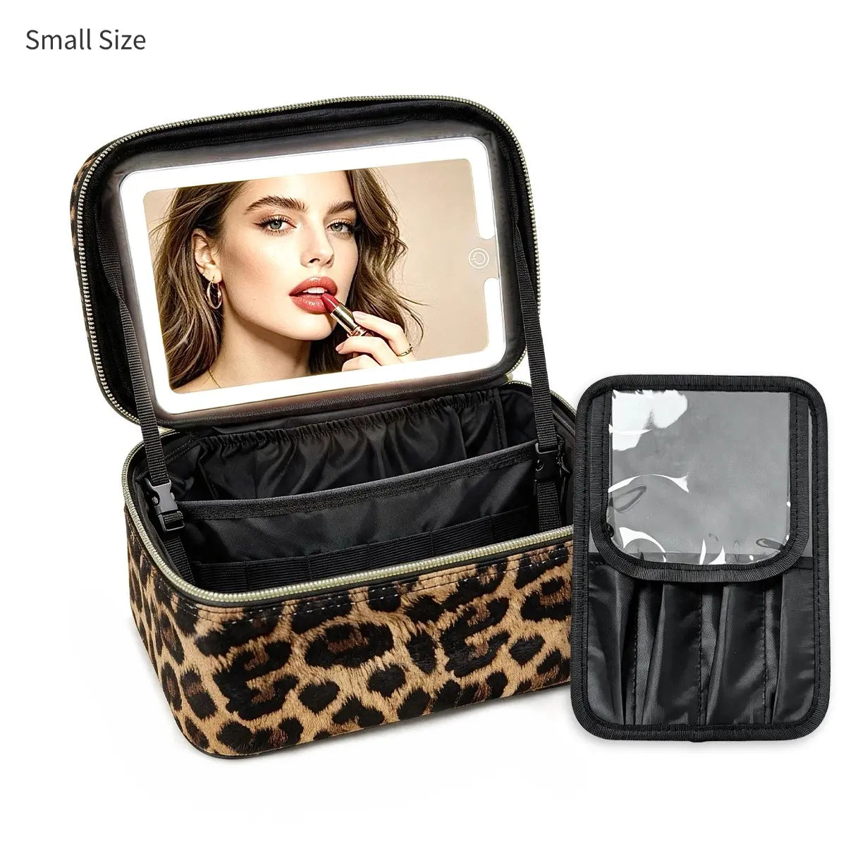 Travel Makeup Bag with LED Mirror & Adjustable Dividers