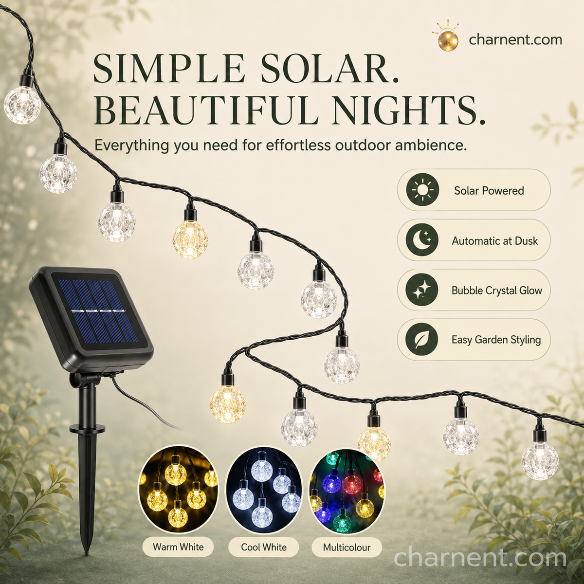 Waterproof Bubble Solar String Lights for Patio