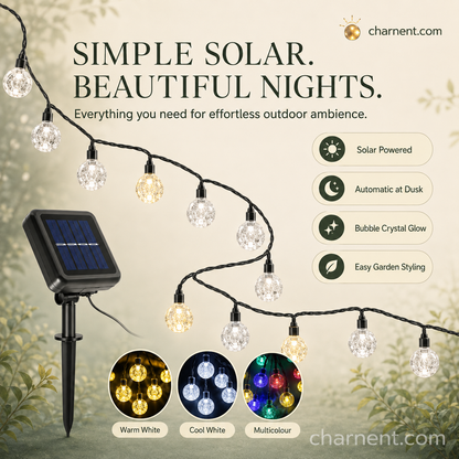 Waterproof Bubble Solar String Lights for Patio