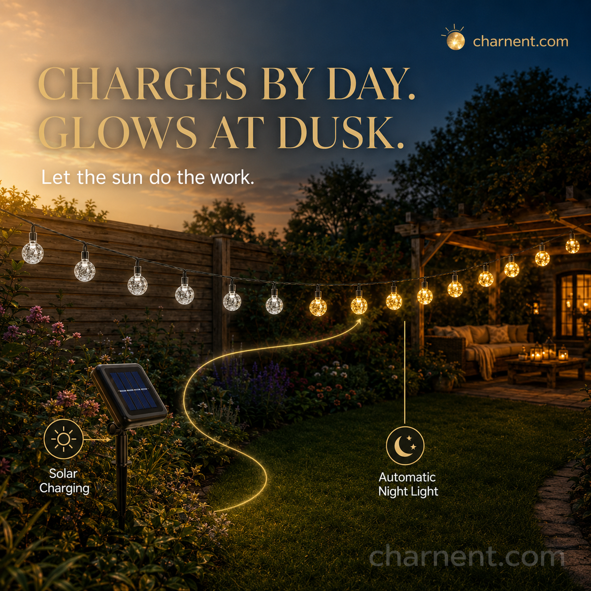 Waterproof Bubble Solar String Lights for Patio