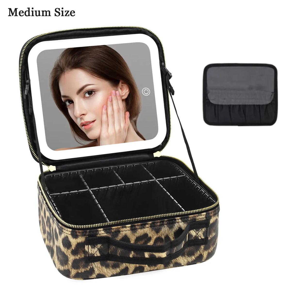 Travel Makeup Bag with LED Mirror & Adjustable Dividers
