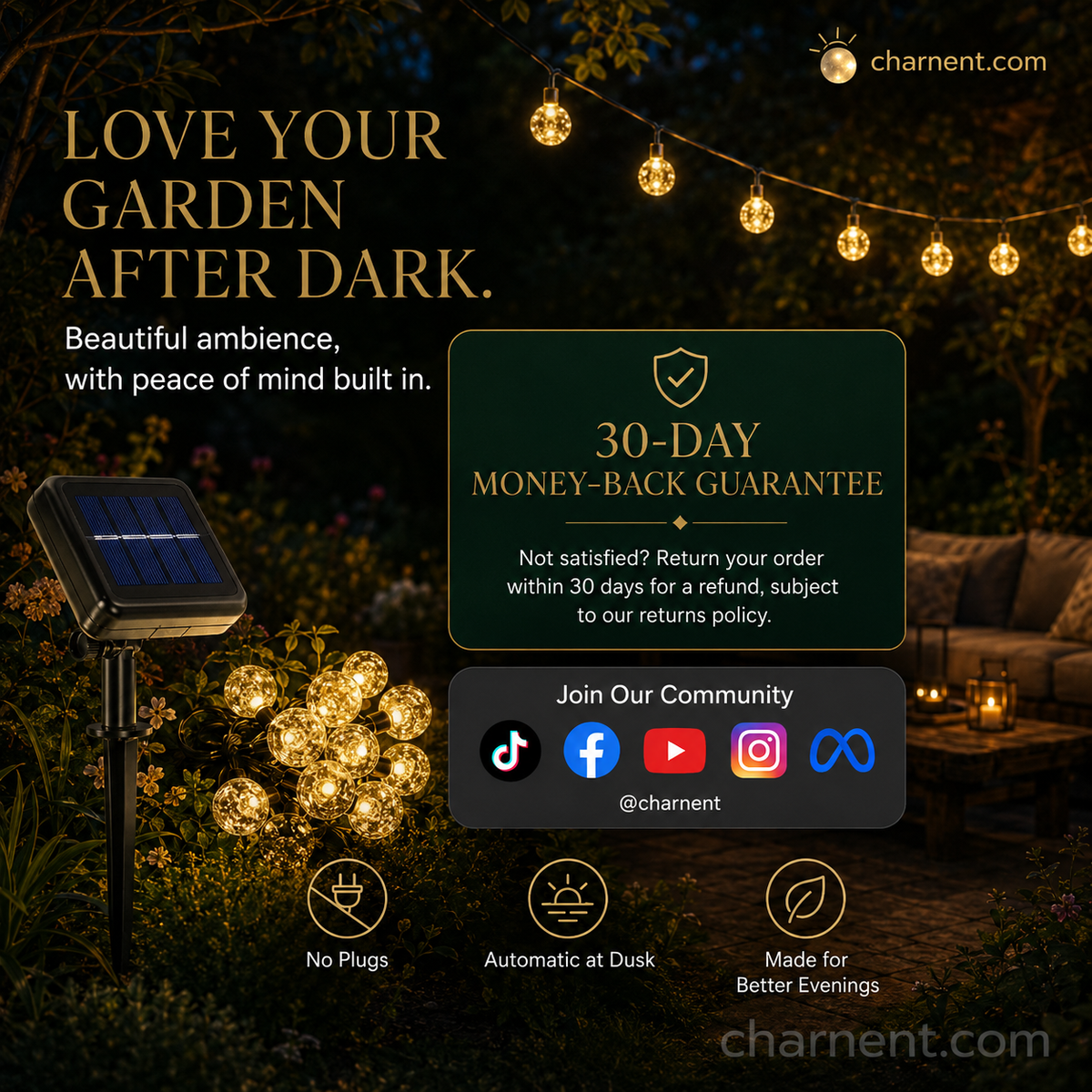 Waterproof Bubble Solar String Lights for Patio