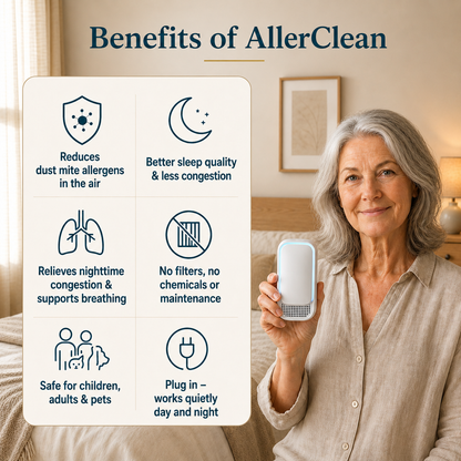 AllerClean™ – Plug-In Negative Ion Air Purifier | Breathe Easier, Sleep Better