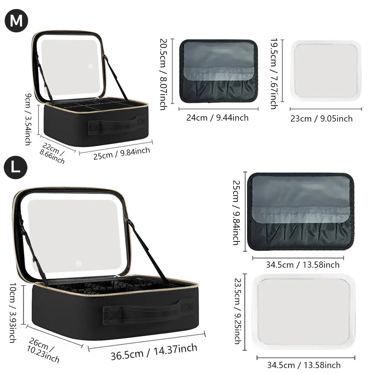 Travel Makeup Bag with LED Mirror & Adjustable Dividers