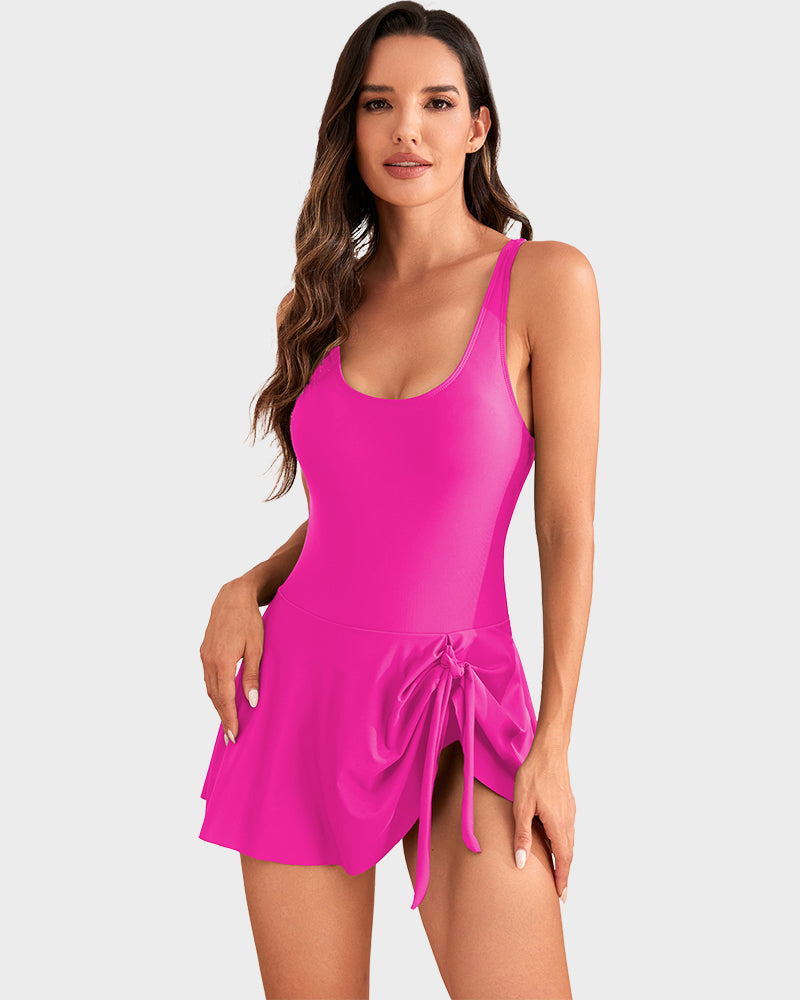 👙LAST DAY SALE:!💃Women's One Piece Tummy Control Tie Knot Swimsuit